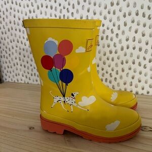 Joules Yellow Kids Rain Boots with Balloon Design